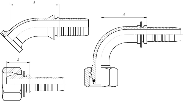 Определение размера A - размер фитинга РВД